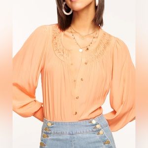 Ramy Brook Isla Puff Sleeve Blouse. Peach size Medium.